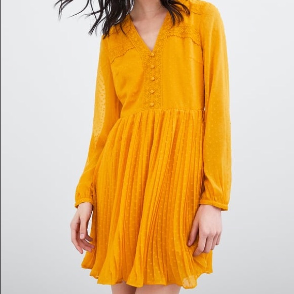 Zara yellow dotted mesh dress - Picture 4 of 4